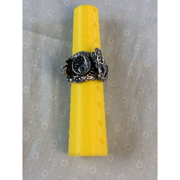 Yin Yang Dragon Men’s Ring Gothic Biker Silver Tone Metal Sz 9 - Picture 4 of 5